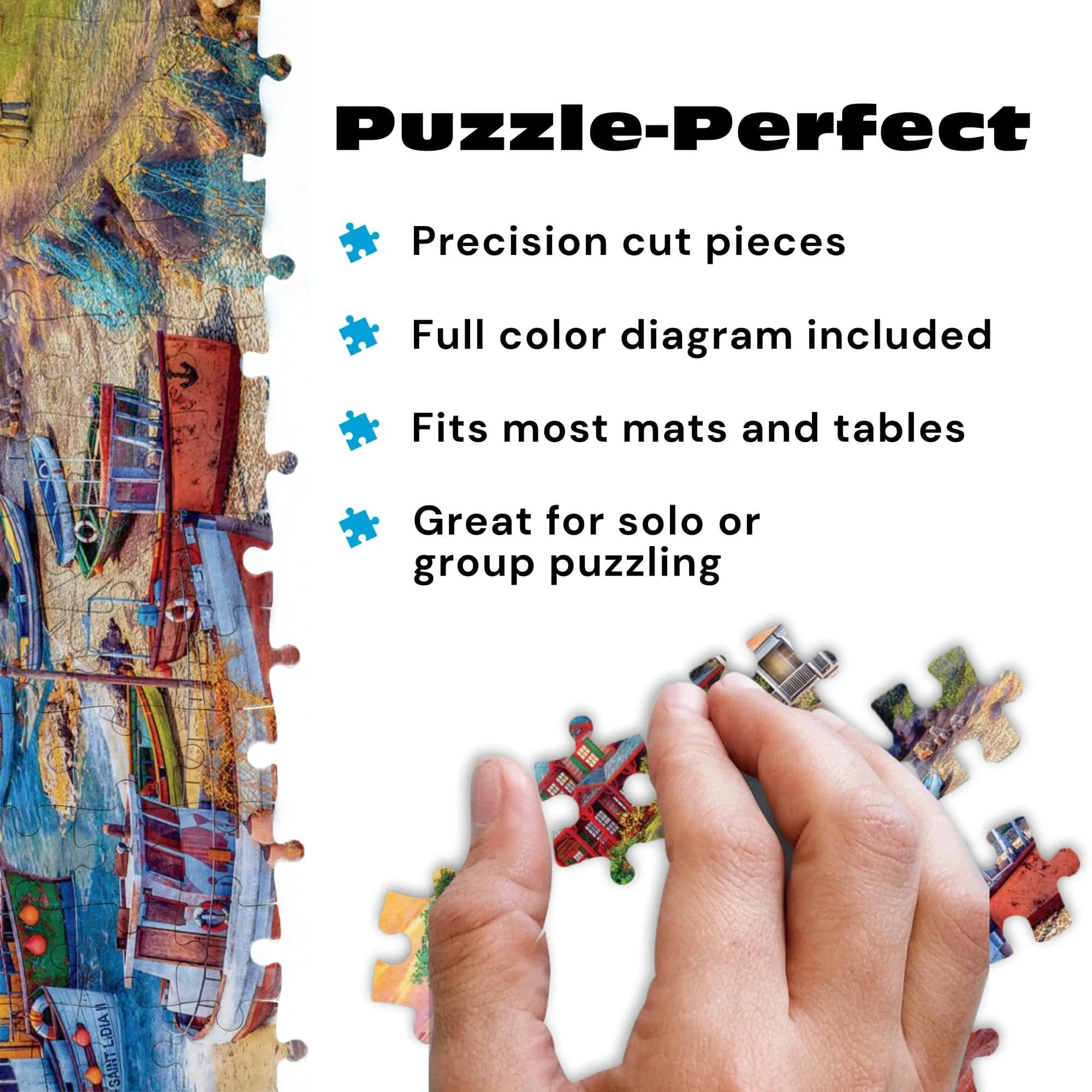Buffalo Games American Harbor Town 2000 Piece Jigsaw Puzzle 156 g (5.5 oz) | Educational Puzzle with Poster - view 5