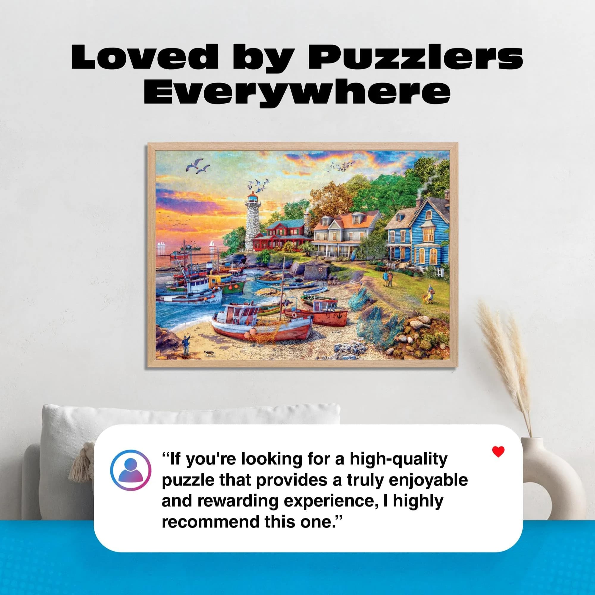 Buffalo Games American Harbor Town 2000 Piece Jigsaw Puzzle 156 g (5.5 oz) | Educational Puzzle with Poster - view 7
