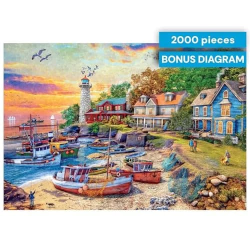 Buffalo Games American Harbor Town 2000 Piece Jigsaw Puzzle 156 g (5.5 oz) | Educational Puzzle with Poster thumbnail 8