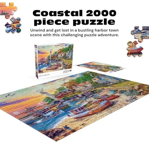 Buffalo Games American Harbor Town 2000 Piece Jigsaw Puzzle 156 g (5.5 oz) | Educational Puzzle with Poster thumbnail 2