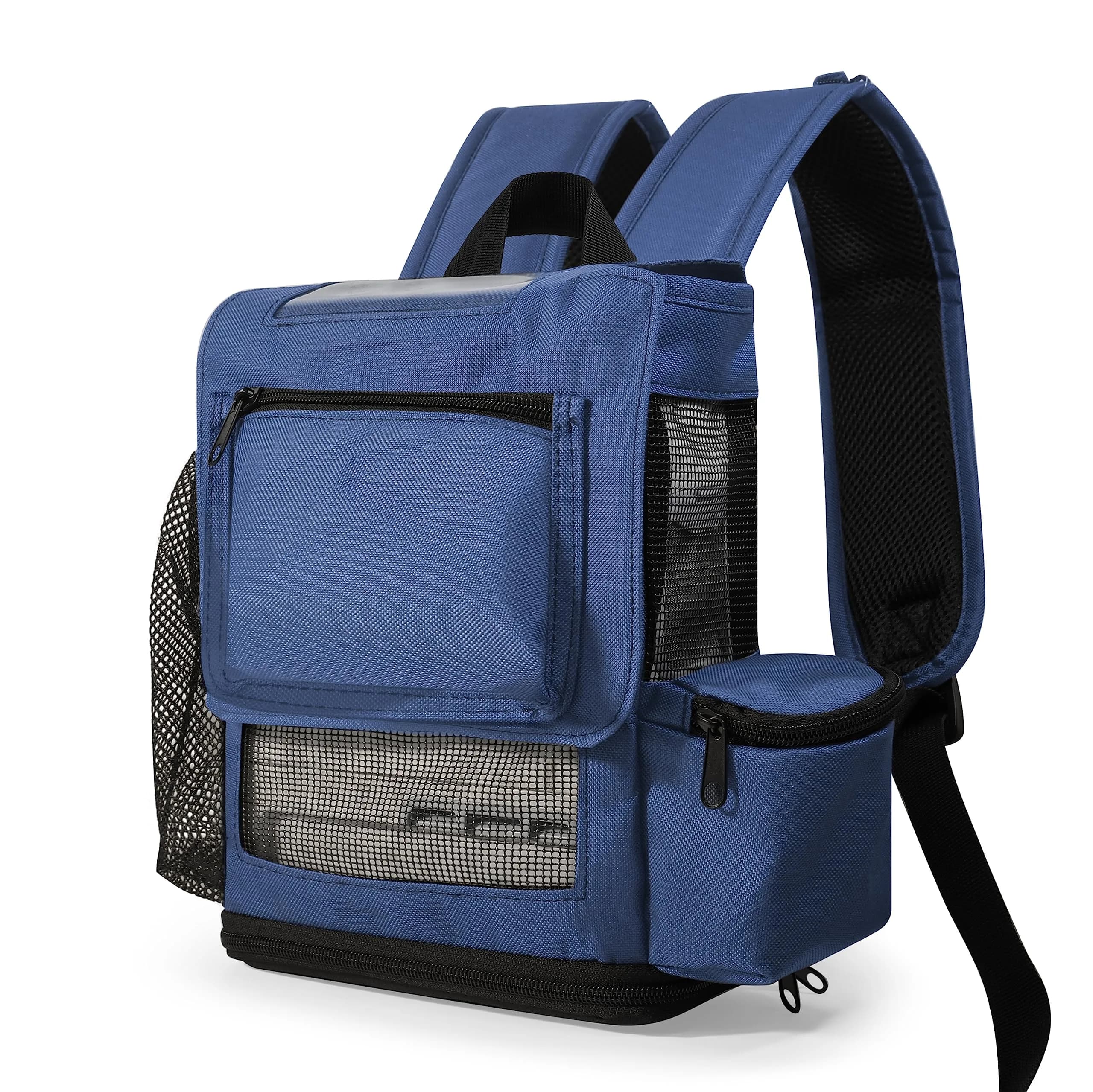 O2TOTES Backpack for Inogen One G5 & Rove 6, Navy Blue, 7.2 inches (18.3 cm) Width — Navy Blue