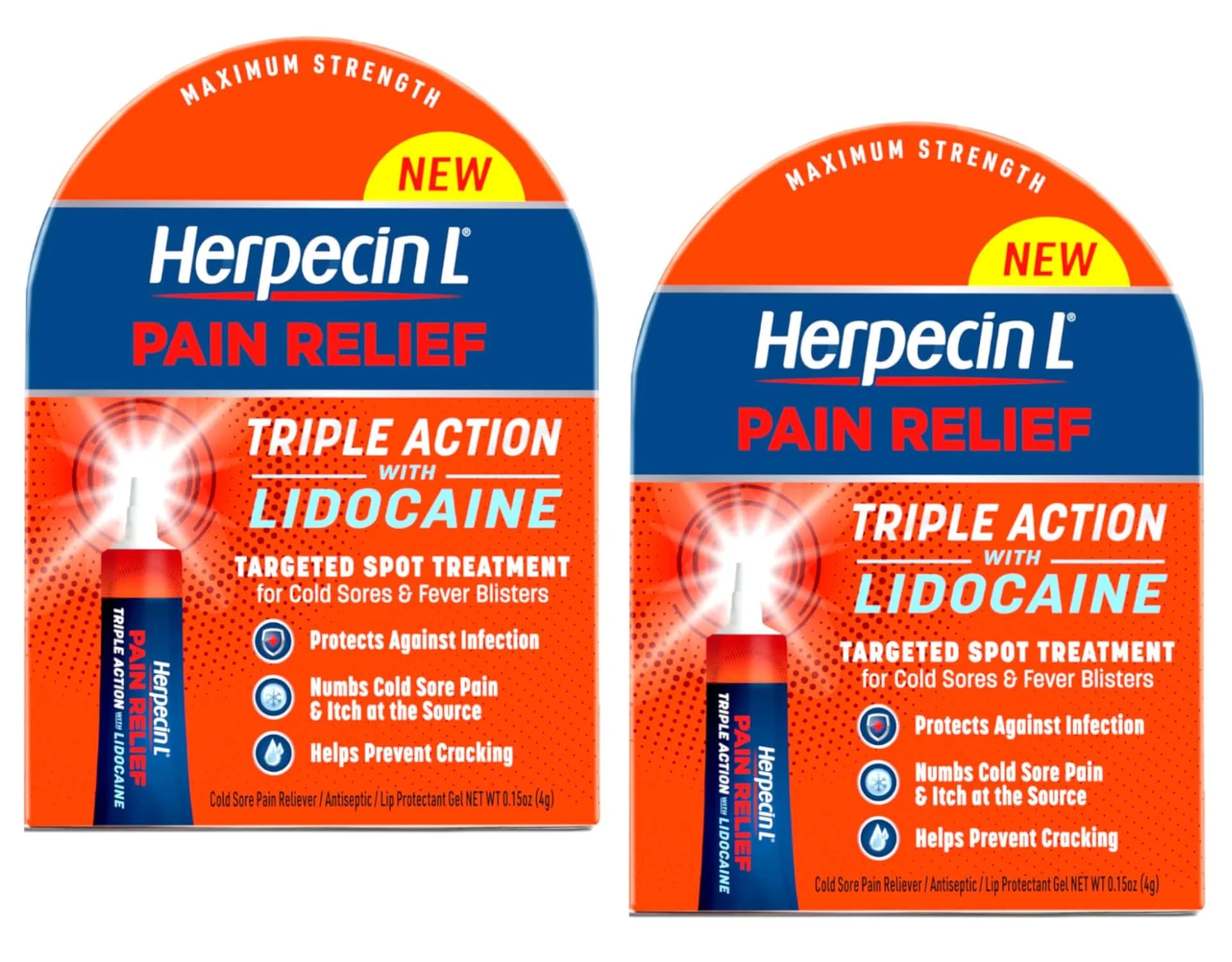 Herpecin-L Pain Relief Triple Action with Lidocaine 0.15 oz | Fast Cold Sore Relief, Infection Protection — 0.15 Ounce