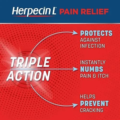 Herpecin-L Pain Relief Triple Action with Lidocaine 0.15 oz | Fast Cold Sore Relief, Infection Protection thumbnail 3