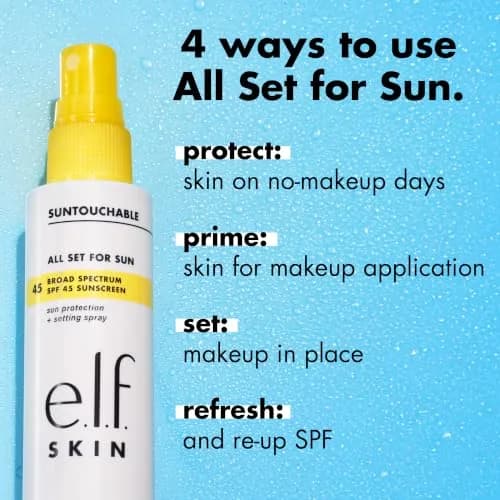 e.l.f. SKIN All Set For Sun SPF 45 Setting Spray 60ml (2 Fl Oz) | Clear Mist with Broad Spectrum UVA/UVB Protection thumbnail 4