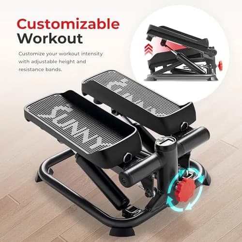Sunny Health & Fitness Smart Mini Stepper with Bands & Adjustable Step Height | Full Body Workout Home Cardio 8.26 kg (18.2 lb) thumbnail 4