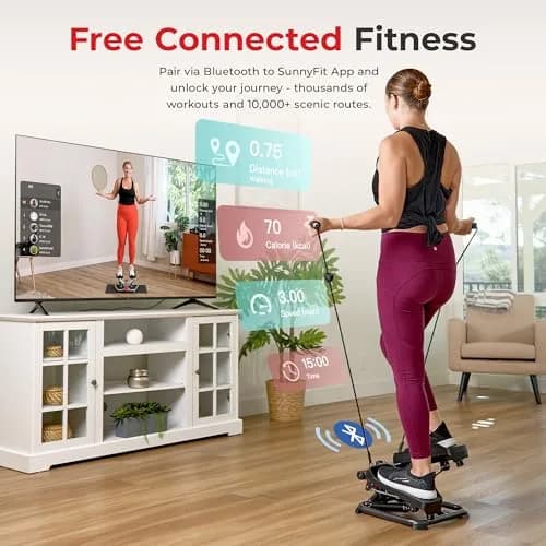 Sunny Health & Fitness Smart Mini Stepper with Bands & Adjustable Step Height | Full Body Workout Home Cardio 8.26 kg (18.2 lb) thumbnail 3
