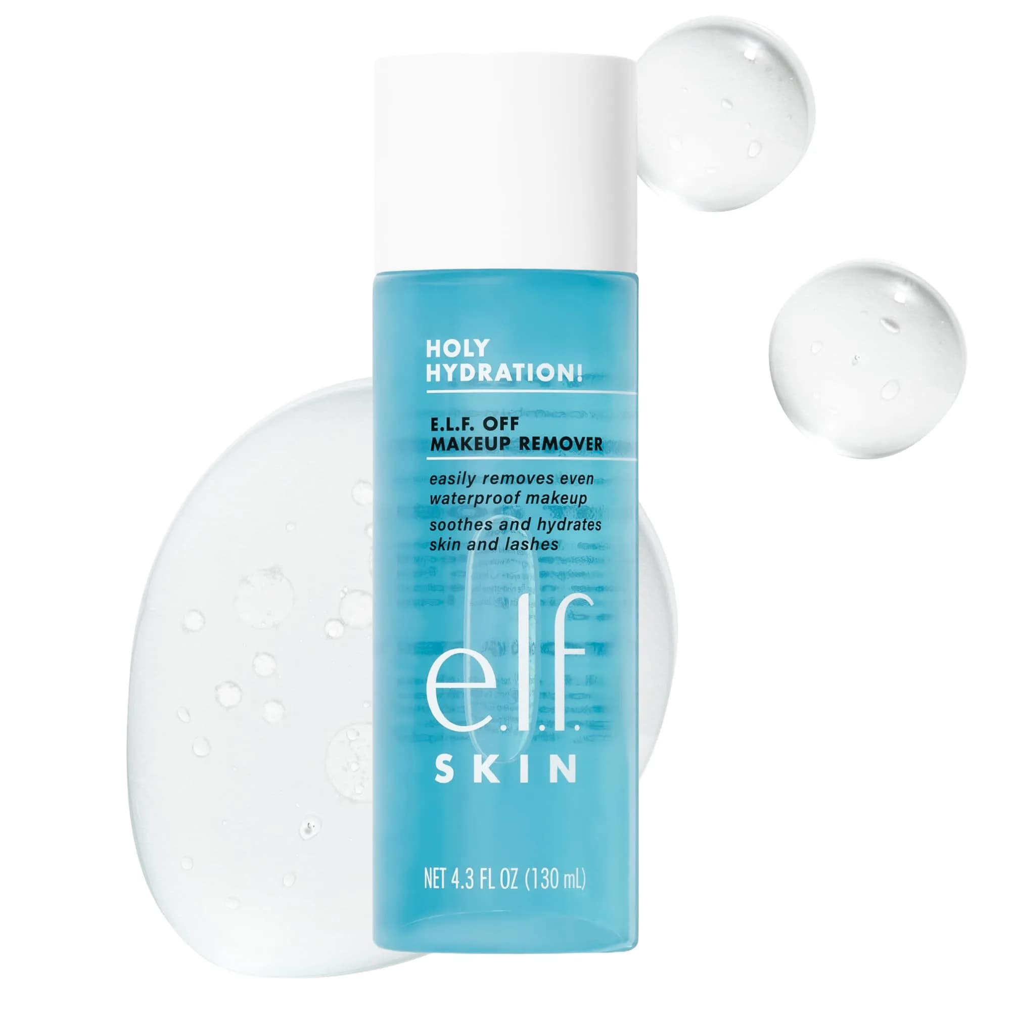 e.l.f. SKIN Holy Hydration Off Makeup Remover 4.3 Fl Oz | Gentle Waterproof Makeup Melting Solution — Clear