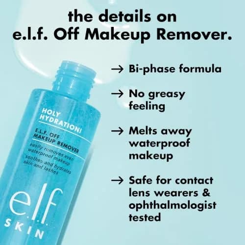 e.l.f. SKIN Holy Hydration Off Makeup Remover 4.3 Fl Oz | Gentle Waterproof Makeup Melting Solution thumbnail 4