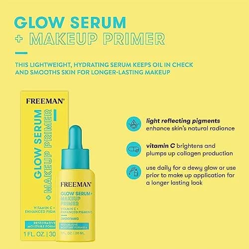 FREEMAN Glow Booster Serum + Makeup Primer with Vitamin C 1.0 Fl Oz | Hydrating, Brightening, Vegan thumbnail 2