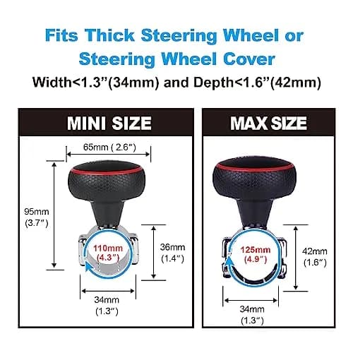 Hypersonic Large Steering Wheel Knob Spinners, Vehicle Steering Wheel Spinners Ball Durable Suicide Knob for Car, SUV, Trucks, Tractors, Boat (Red) | Effortless Control thumbnail 3