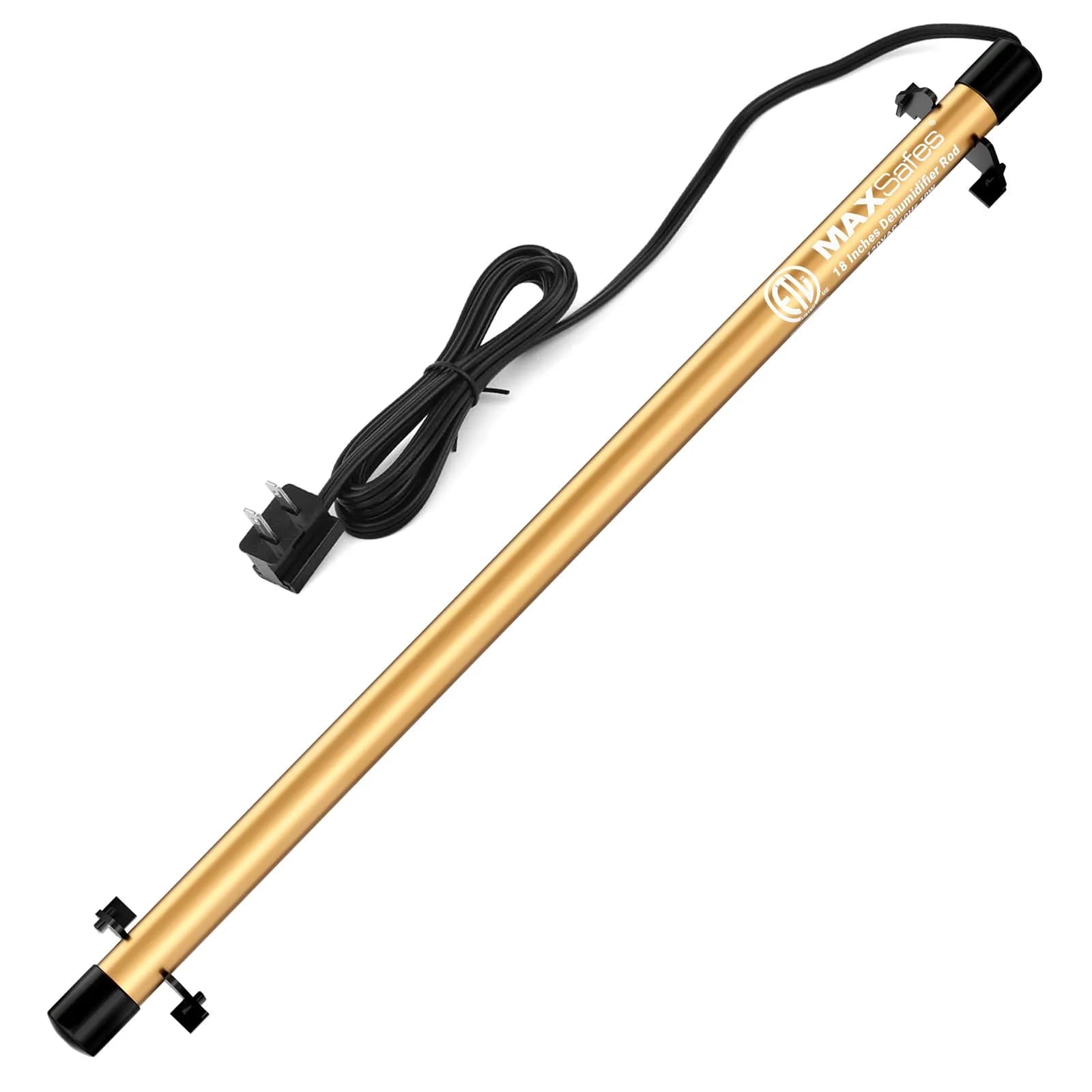 MAXSafes Dehumidifier Rod High Power 18in (46cm) | Maintenance-Free Humidity Control for Safes & Enclosures — Gold