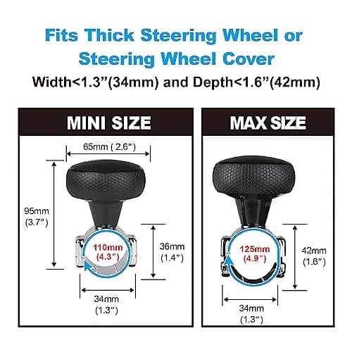 Hypersonic Large Steering Wheel Knob Spinners | Durable Suicide Knob for Car, SUV, Trucks, Tractors, Boat (Black) thumbnail 4