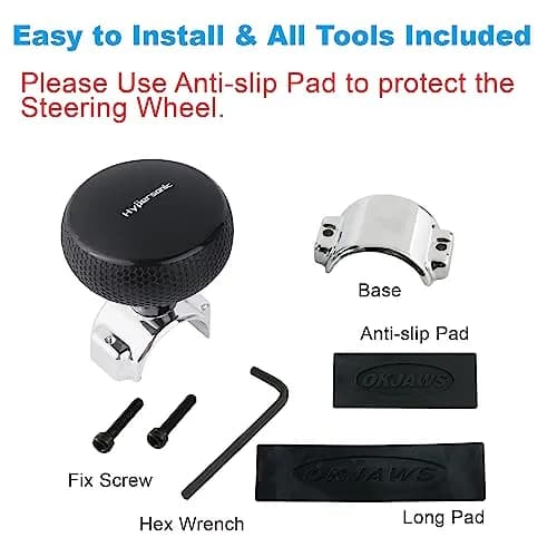 Hypersonic Large Steering Wheel Knob Spinners | Durable Suicide Knob for Car, SUV, Trucks, Tractors, Boat (Black) thumbnail 5