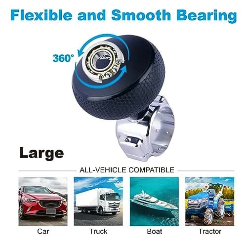 Hypersonic Large Steering Wheel Knob Spinners | Durable Suicide Knob for Car, SUV, Trucks, Tractors, Boat (Black) thumbnail 3