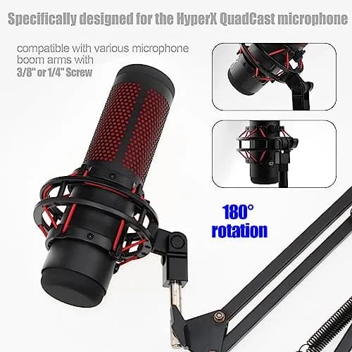 SAVITA Microphone Mount Adapter with 3/8" & 1/4" Screw Adapters for HyperX QuadCast, Black | Durable Metal Construction for Boom Arms thumbnail 4