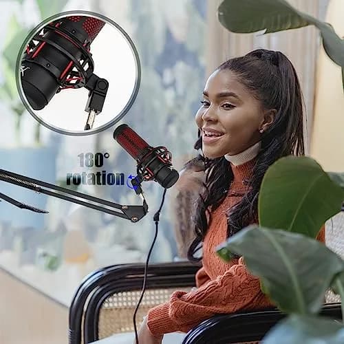 SAVITA Microphone Mount Adapter with 3/8" & 1/4" Screw Adapters for HyperX QuadCast, Black | Durable Metal Construction for Boom Arms thumbnail 6