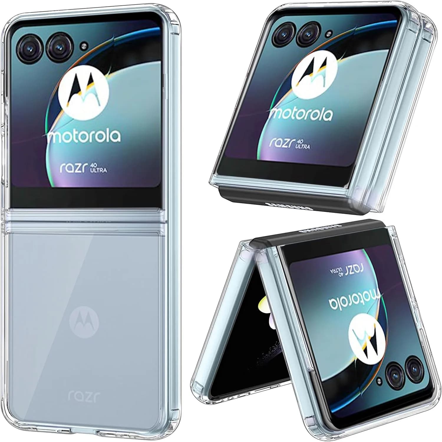 Zeking Clear Hybrid Case for Motorola Razr 40 Ultra/Razr Plus | Shockproof Bumper with Non-Yellowing Acrylic — Clear
