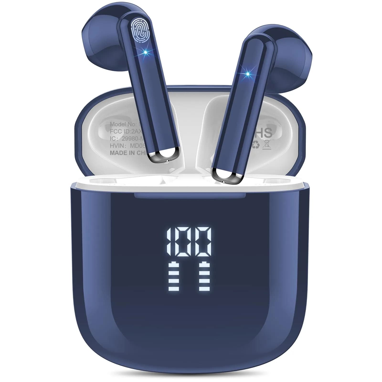 OYIB Wireless Earbuds Bluetooth 5.3, Clear Call ENC Mic Headphones Deep Blue | 13mm Dynamic Drivers — Deep Blue