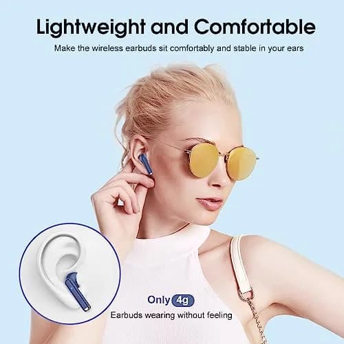 OYIB Wireless Earbuds Bluetooth 5.3, Clear Call ENC Mic Headphones Deep Blue | 13mm Dynamic Drivers thumbnail 4