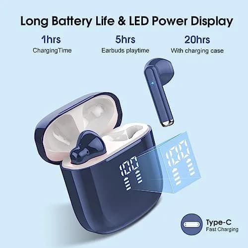 OYIB Wireless Earbuds Bluetooth 5.3, Clear Call ENC Mic Headphones Deep Blue | 13mm Dynamic Drivers thumbnail 5