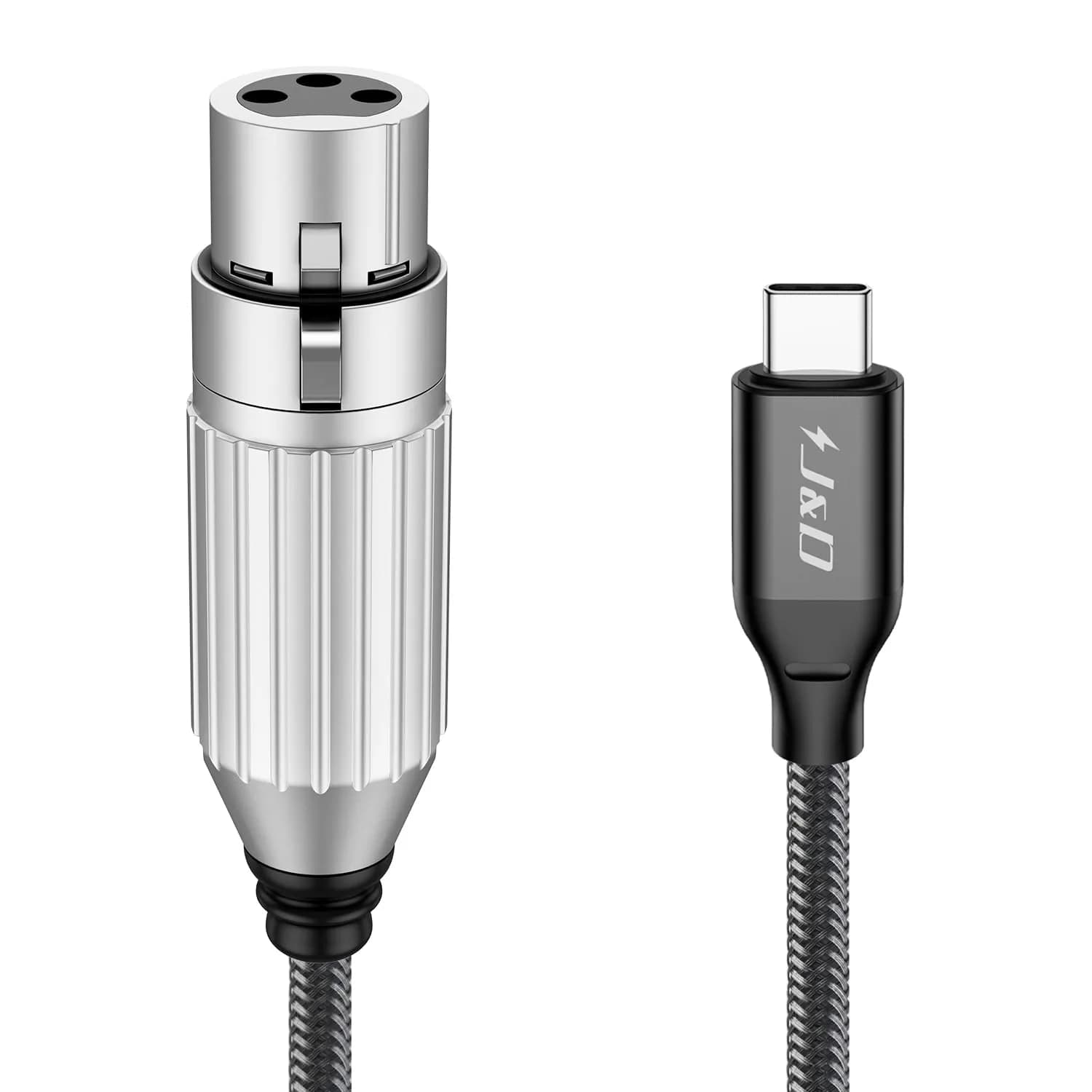 J&D USB C to XLR Microphone Audio Cable 2m (6.6 Feet) | Balanced Audio Cable for Recording — 6.6 Feet