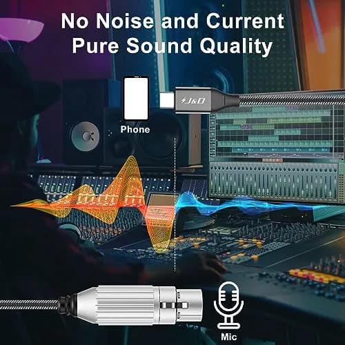 J&D USB C to XLR Microphone Audio Cable 2m (6.6 Feet) | Balanced Audio Cable for Recording thumbnail 5