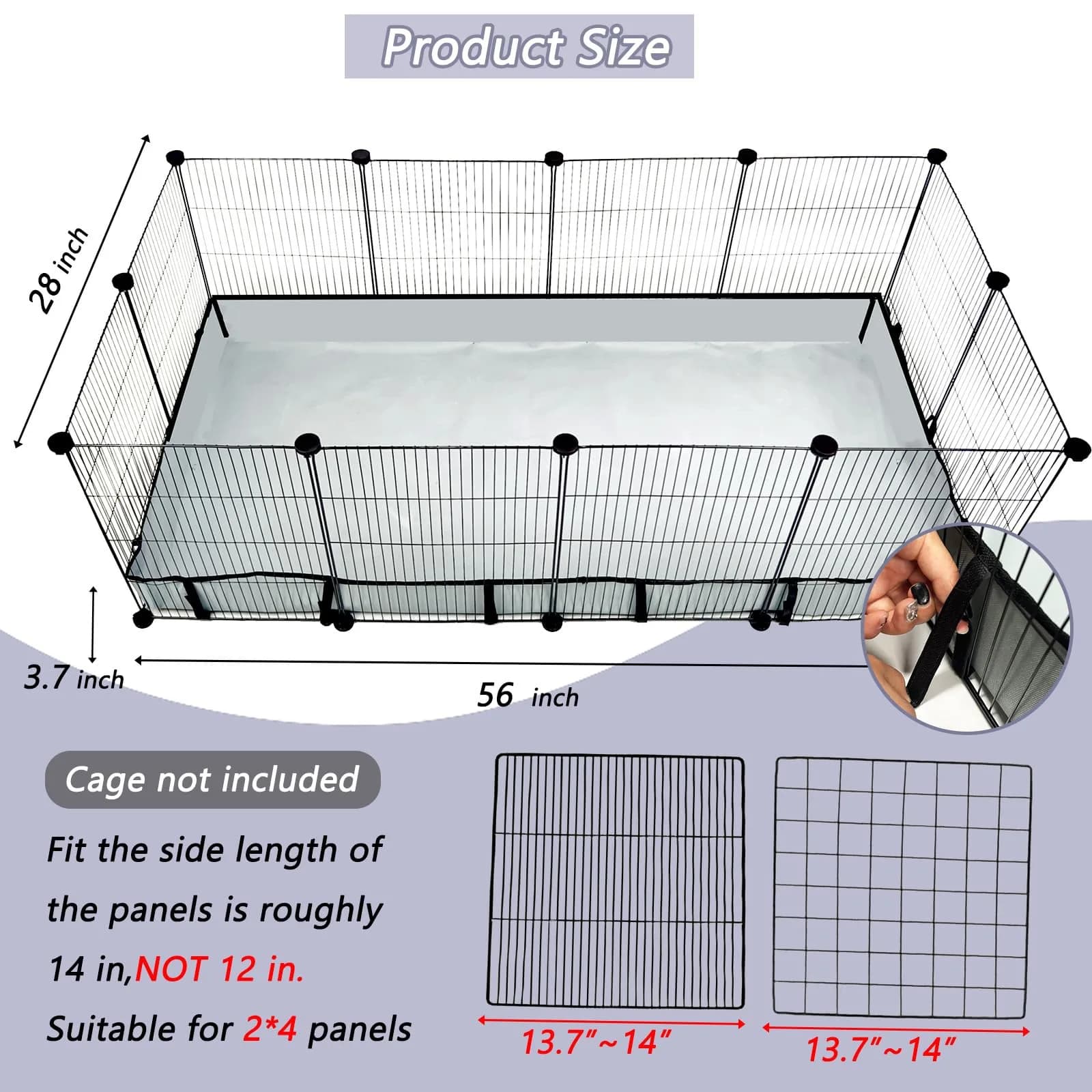 DZWLKJ Waterproof Guinea Pig Cage Liner 71cm x 142cm (28"x56") | Washable Base for Rabbits, Chinchillas, Hedgehogs, Ferrets - view 2