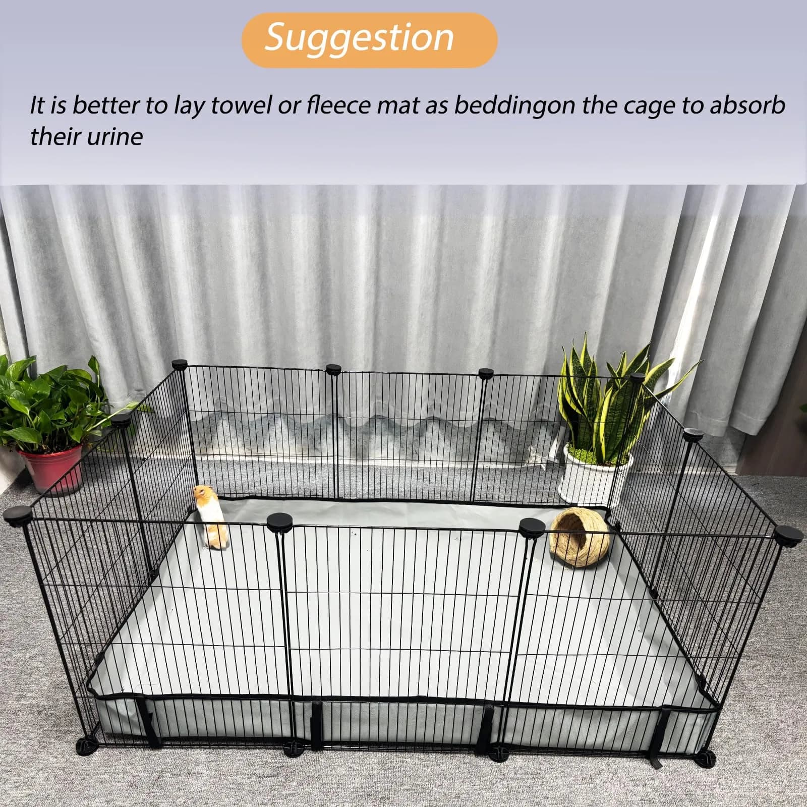 DZWLKJ Waterproof Guinea Pig Cage Liner 71cm x 107cm (28"x42") | Raised Sides Prevent Mess - view 5