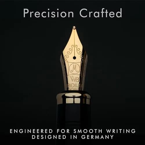 Wordsworth & Black Majesti Luxury Fountain Pen Set with Medium Nib | Brass, Black Lacquer, German Iridium Nib, 24 Ink Cartridges thumbnail 5