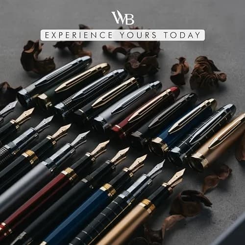 Wordsworth & Black Majesti Luxury Fountain Pen Set with Medium Nib | Brass, Black Lacquer, German Iridium Nib, 24 Ink Cartridges thumbnail 6