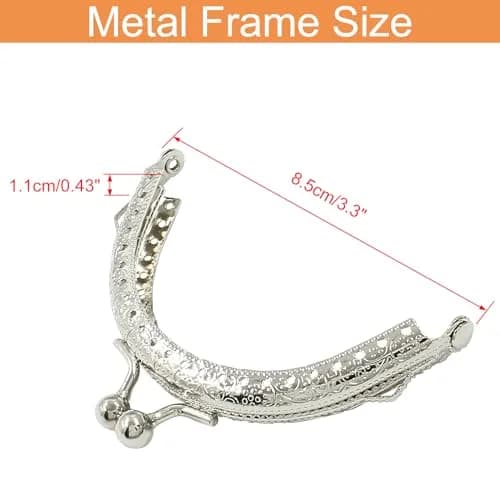 Piutouyar Metal Purse Frame 8.5cm | Retro Silver Art Supplies thumbnail 2
