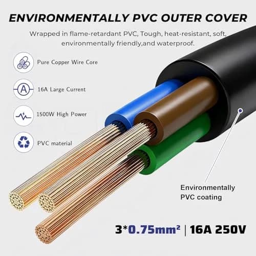 DRRI Europe Schuko CEE 7-7 Plug to IEC C19 Power Cord 1.8m (6ft) | 16A 250V Server & PDU Extension Cable thumbnail 5