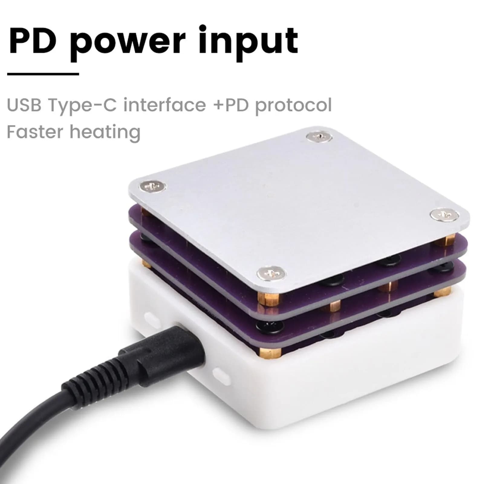 Acogedor Mini Hot Plate, 65W 20V PCB SMD Preheating Soldering Station 350℃ | OLED Display, 5.6cm x 5.6cm - view 6