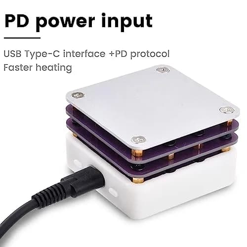 Acogedor Mini Hot Plate, 65W 20V PCB SMD Preheating Soldering Station 350℃ | OLED Display, 5.6cm x 5.6cm thumbnail 6