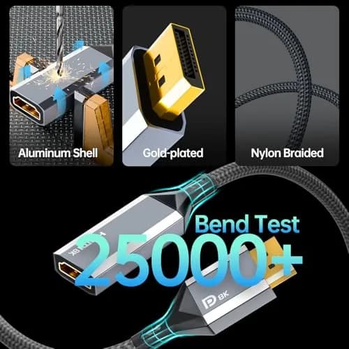 AGFINEST Active DisplayPort to HDMI Adapter 20cm (0.65ft) | 8K@60Hz 4K@120Hz DP 1.4 to HDMI 2.1 Converter thumbnail 7