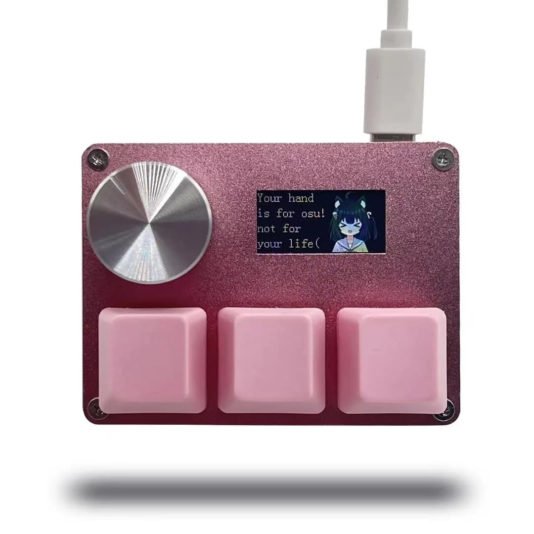 BTXETUEL SayoDevice O3C Keyboard with Knob and Screen, 3 Hall Magnetic Linear Switches, 8000Hz, Pink