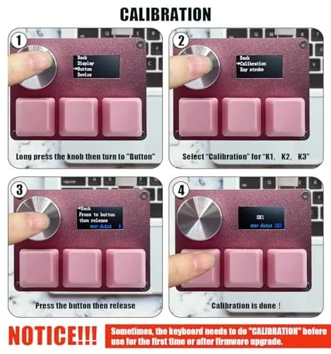 BTXETUEL SayoDevice O3C Keyboard with Knob and Screen, 3 Hall Magnetic Linear Switches, 8000Hz, Pink thumbnail 4