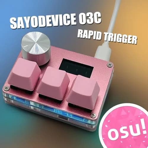 BTXETUEL SayoDevice O3C Keyboard with Knob and Screen, 3 Hall Magnetic Linear Switches, 8000Hz, Pink thumbnail 2