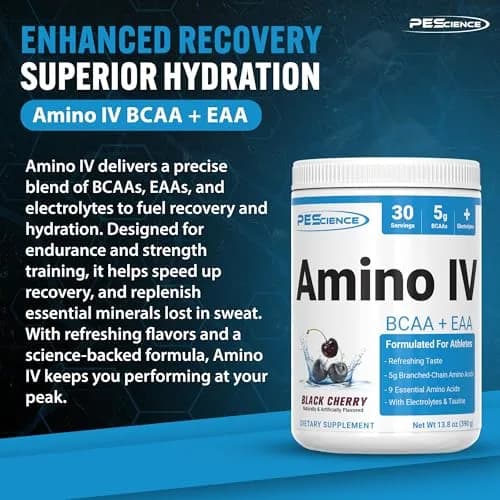 PEScience Amino IV BCAA & EAA Powder 13.8oz | High Leucine, Sugar-Free Hydration thumbnail 4