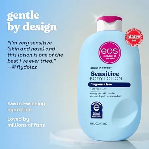 eos Shea Better Sensitive Skin Body Lotion 473ml (16 fl oz) | Fragrance-Free, 48-Hour Moisture for Dry & Eczema-Prone Skin thumbnail 3