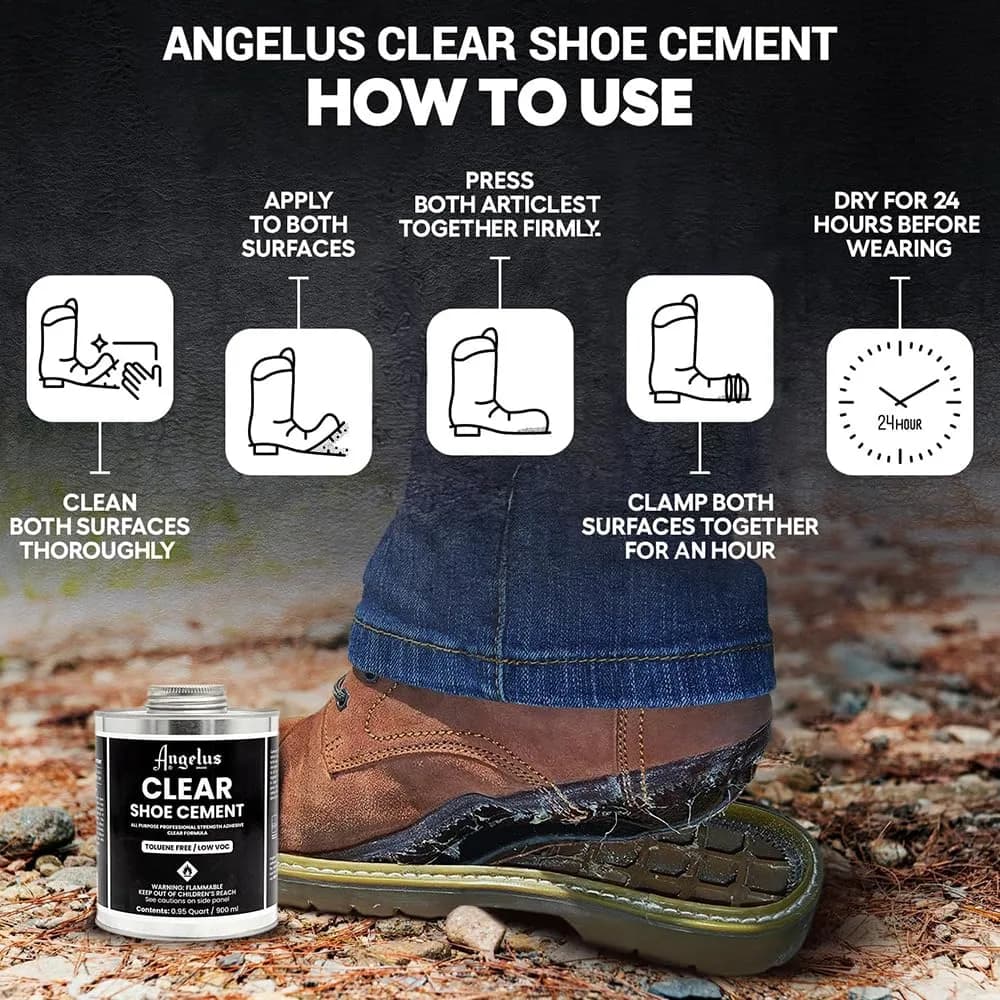 Angelus Clear Shoe Cement 946ml (32 fl oz) | Industrial Strength Sole Adhesive for Sneakers, Boots, & More - view 6