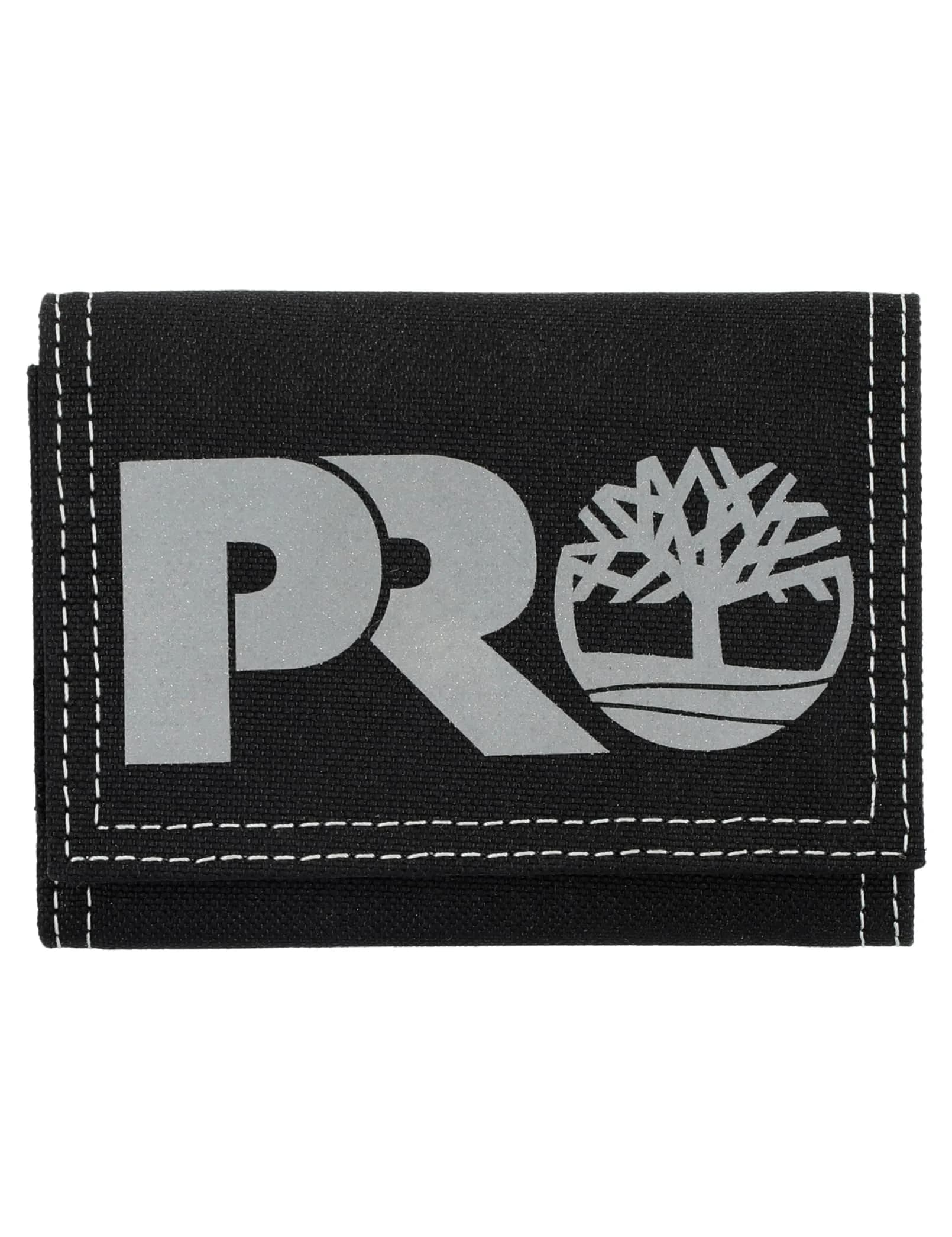 Timberland PRO Men's Cordura Nylon RFID Trifold Wallet with ID Window | Secure & Durable for Daily Use — Black (Reflective)