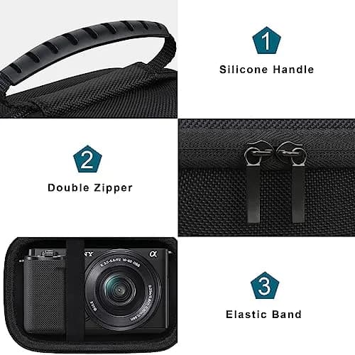 Canboc Carrying Case for Sony ZV-E10 Mirrorless Camera with 16-50mm Lens | Black Hard EVA Shell thumbnail 4