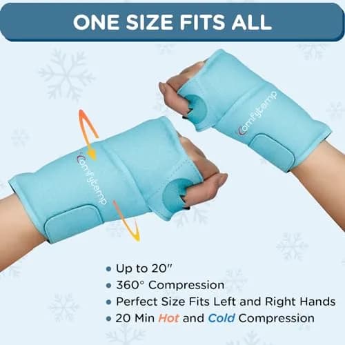 Comfytemp Wrist Ice Pack Wrap Carpal Tunnel Relief 2 Pack | Targeted Cold & Hot Therapy for Hand & Wrist Pain thumbnail 6