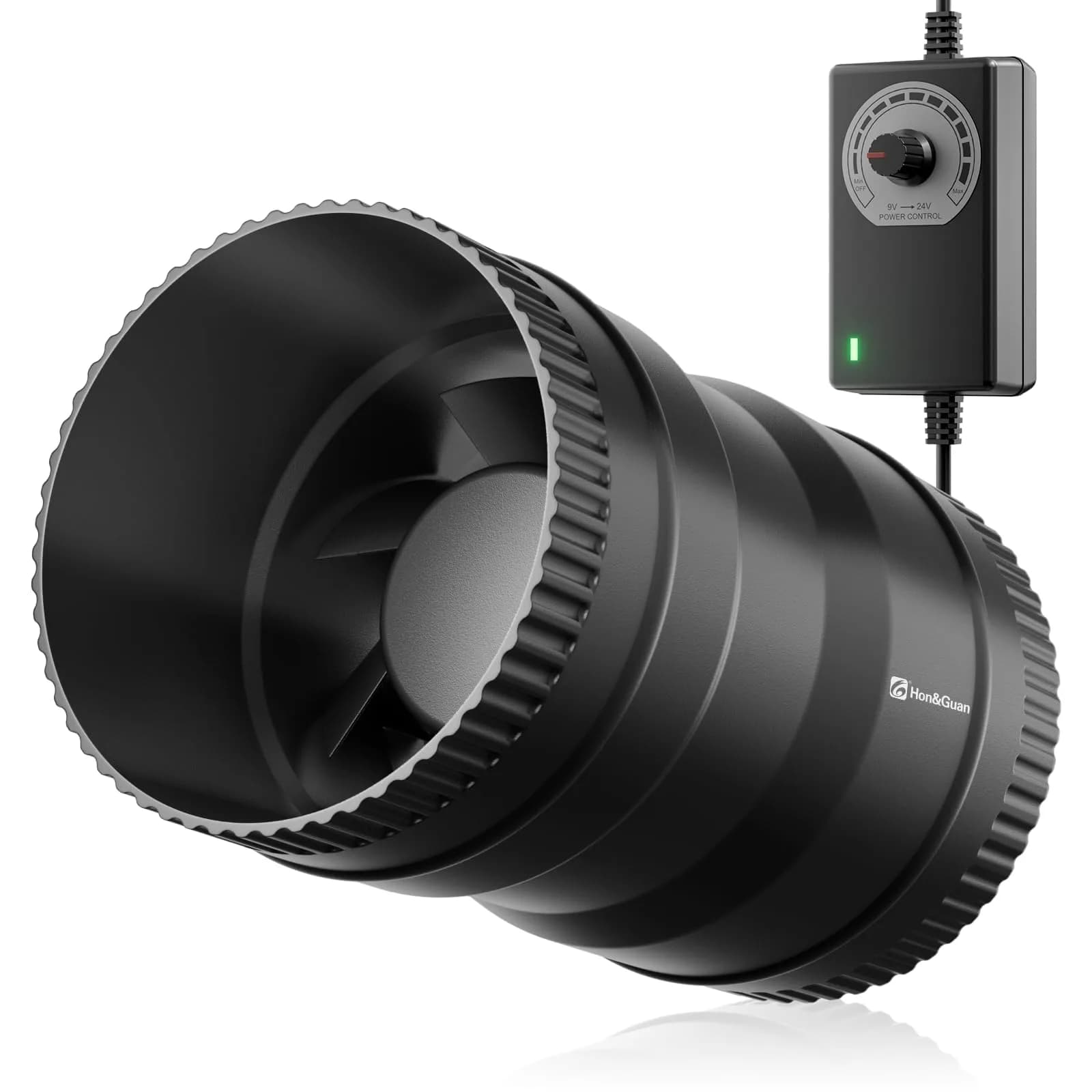 Hon&Guan 4 Inch Inline Duct Booster Fan with Speed Controller - 130 CFM - main product image
