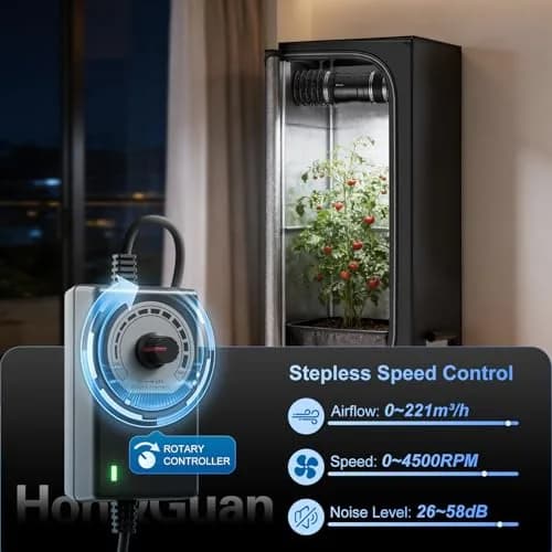 Hon&Guan 4 Inch Inline Booster Duct Fan with Speed Controller - 130 CFM | 100mm (4") Duct Size thumbnail 4