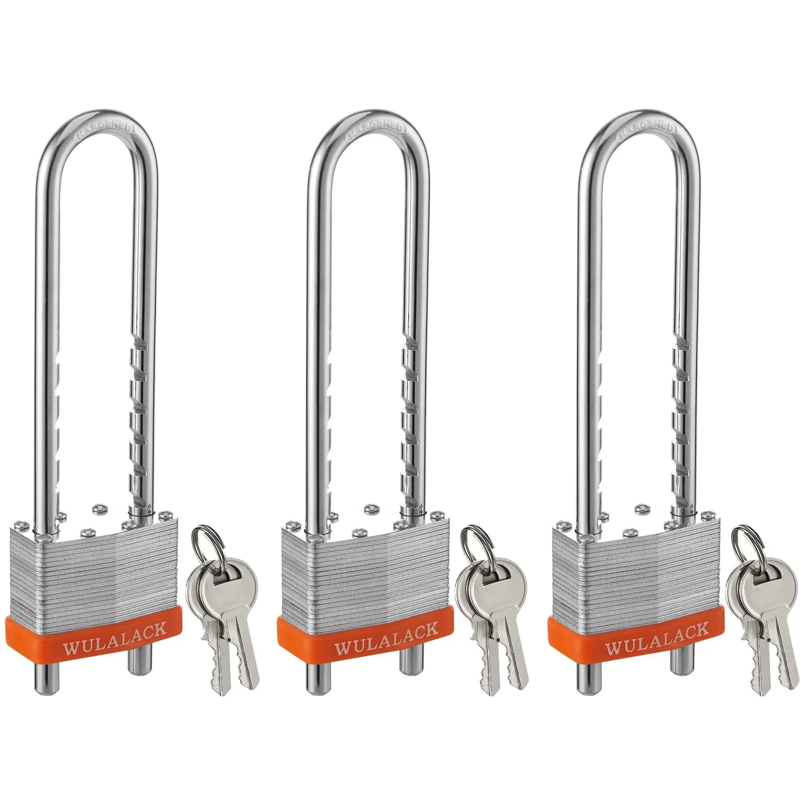 WULALACK 2 inch Laminated Steel Keyed Padlock with Adjustable Shackle | Heavy Duty Security Lock for Storage & Gates — Silvery