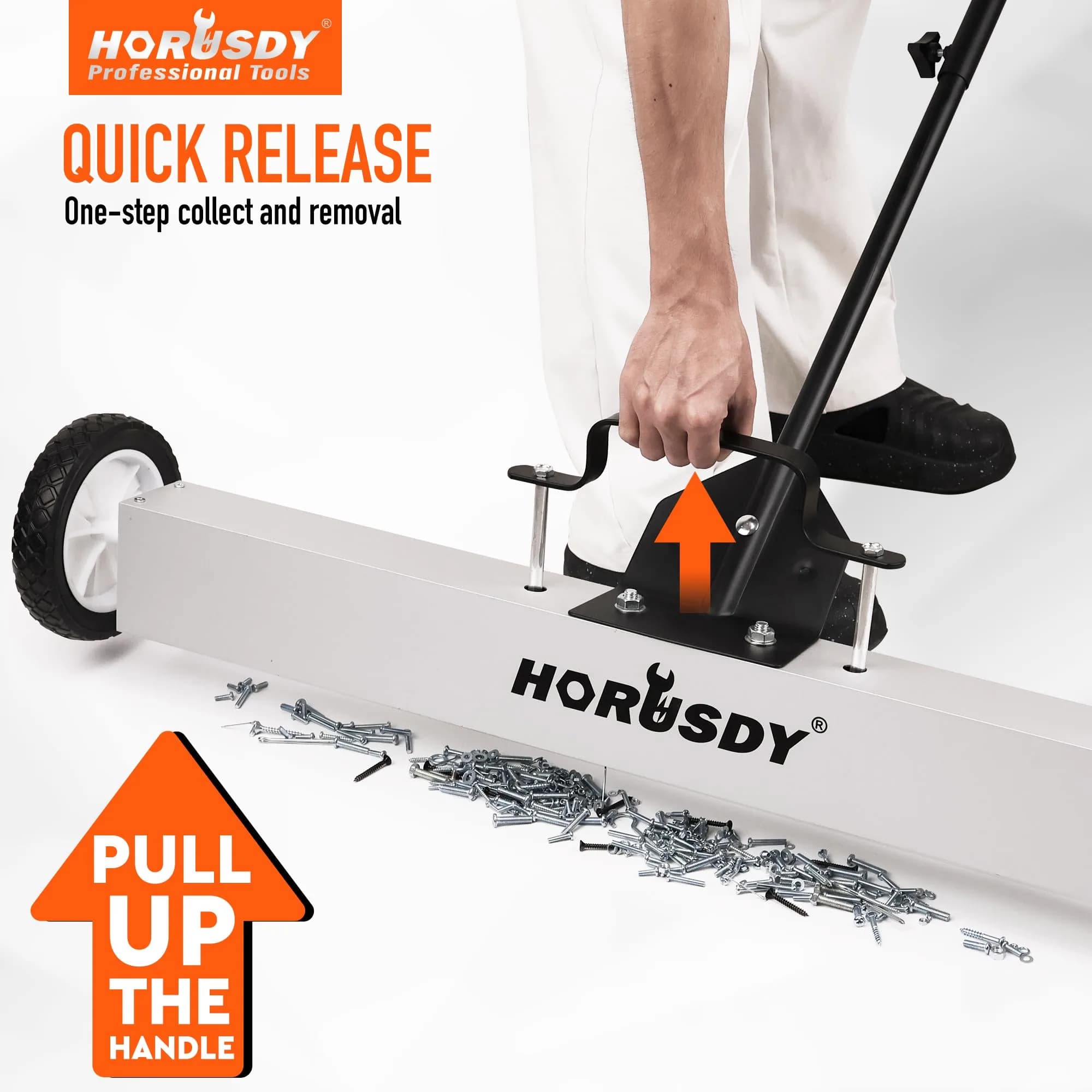 HORUSDY 36-Inch Rolling Magnetic Sweeper with Wheels & 40-Inch Telescoping Pickup Tool | 55-Pound Capacity - view 5
