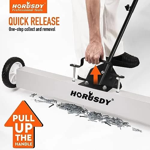 HORUSDY 36-Inch Rolling Magnetic Sweeper with Wheels & 40-Inch Telescoping Pickup Tool | 55-Pound Capacity thumbnail 5