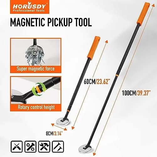 HORUSDY 36-Inch Rolling Magnetic Sweeper with Wheels & 40-Inch Telescoping Pickup Tool | 55-Pound Capacity thumbnail 6
